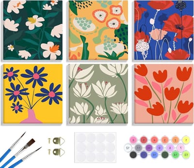 Schilderen op Nummer voor Volwassenen en Kinderen met Lijsten - DIY Set met Bloemen, Kwasten en Acrylverf voor Handgeschilderde Kunstwerken