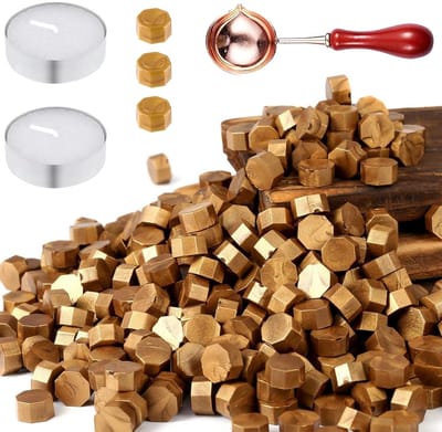 400 Stuks Octagonale Gouden Wasbolletjes voor Cadeauverpakking, Trouwaankondigingen en Gepersonaliseerde Enveloppen