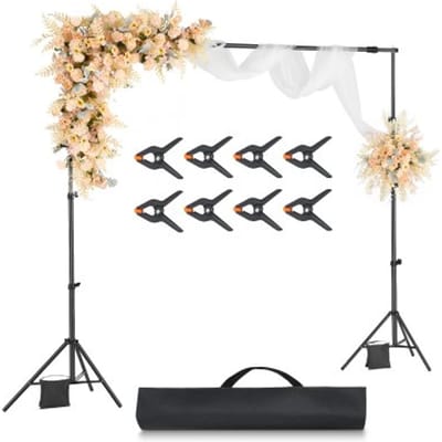 VEVOR Achtergrondstandaard Verstelbare Foto Achtergrondstandaard (Achtergronddoek: 213 x 300 cm), Draagbare Achtergrondstandaard met Stokken, Schermstandaard voor Productfotografie Studiofotografie