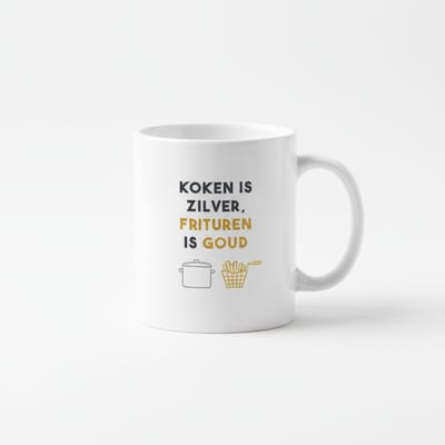 Koken is Zilver, Frituren is Goud Mok – Grappige Keuken Tekst Koffiemok – 330 ml Keramische Mok