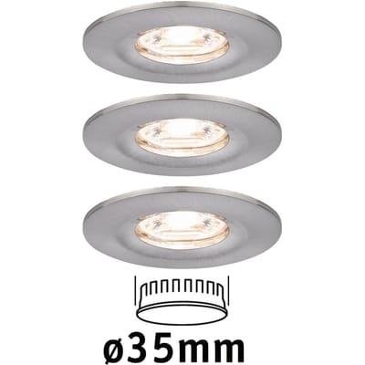 LED-inbouwlamp Nova Mini Coin Basisset star IP44 rond 65 mm Coin 3x4W 3x310lm 230V 2700K Staal geborsteld