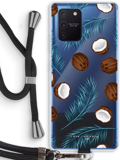 Case Company® - Hoesje met koord geschikt voor Samsung Galaxy Note 10 Lite hoesje met Koord - Kokosnoot - Telefoonhoesje met Zwart Koord - Bescherming aan alle Kanten en Over de Schermrand