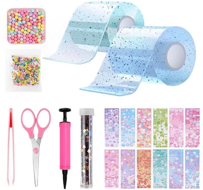 20-delige set met elastische nano tape en 18 materialen voor stressverlichting, creatief knutselen en bubble ballonnen