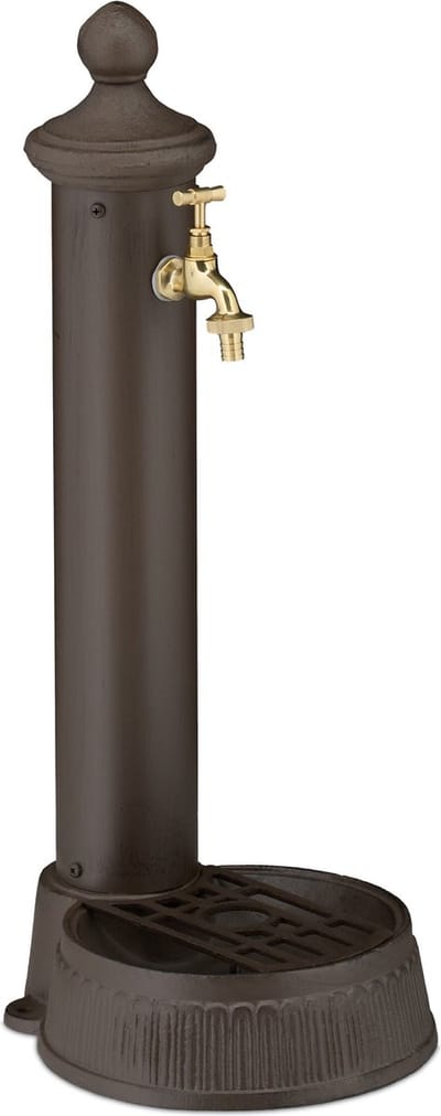 waterzuil met kraan - 65 x 25 x 30 cm - tuin - bruin