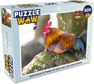 Puzzel Een haan zittend op een tak van een boom - Legpuzzel - Puzzel 500 stukjes