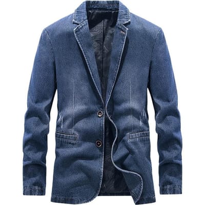 Nouvelle Veste Homme Jeune Âge Moyen Beau Coupe Ajustée Costume Printemps et Automne Veste Décontractée en Denim L gray