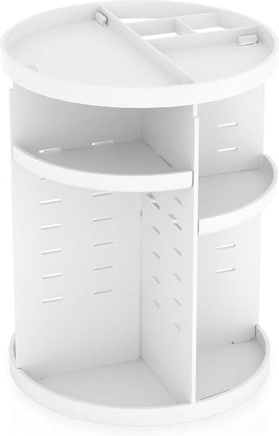 360-graden draaibare make-up organizer in wit - opbergdoos voor cosmetica en sieraden - 30 x 23 cm make up tafel