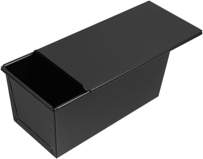 Broodbakvorm met Deksel - Toastvorm Sandwich - Thuis Brood Bakken - Handig Schuifdeksel - 32x14.5x11.5cm - Zwart