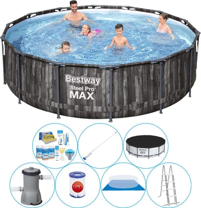 Steel Pro MAX Wood 427x107 cm - Zwembad Super Deal