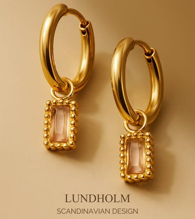 Lundholm Oorringen Dames Goudkleurig met Champagne Zirkonia - Premium Stainless Steel Gold Plated - Luxe Oorbellen (2 cm) - Elegant & Classy - Luxe Geschenkverpakking