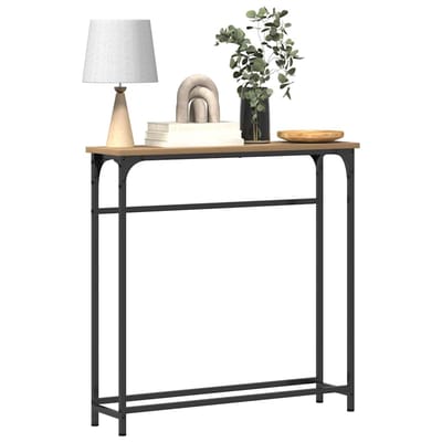 vidaXL - Wandtafel - Artisan - Eiken - 75 - x - 19,5 - x - 75 - cm - Bewerkt - hout