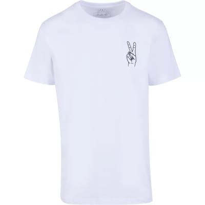 Mister Tee - Peace Sign EMB Heren Tshirt - XS - Wit