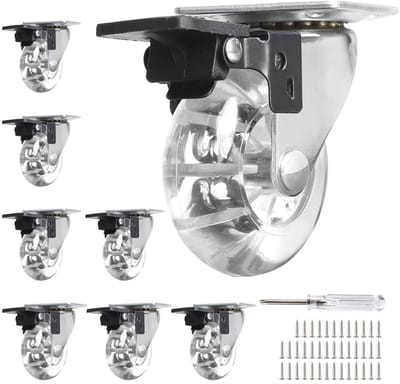 Set van 8 Meubelwielen 50 mm met 360° Draaibare Rem, Belastbaarheid tot 160 kg, Ideaal voor Meubels en Vloeren