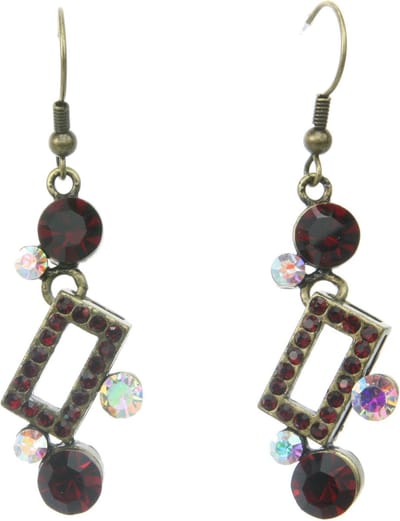 Behave - Oorhangers dames - Retro geometrisch design bruin - Nikkelvrij