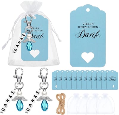 Dailygoods- Bedankgeschenken 30 stuks - Engel Geschenken - Cadeaulabels met Koord - Organza Zakjes - Doopgeschenken - Compleet Pakket - Cadeaus