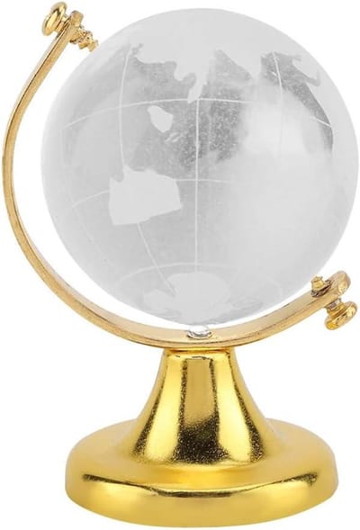 Mini wereldbol kristal bol met gouden afwerking voor interieurdecoratie en cadeau