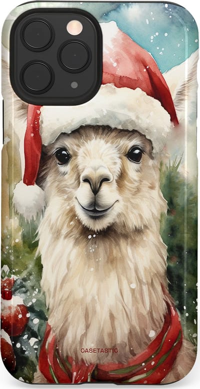 Casetastic hoesje geschikt voor Apple iPhone 11 Pro - Dubbellaagse bescherming - Kerst Lama - Fashion Case - Taupe Lichtgrijs Donkergrijs Saliegroen