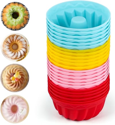 Dailygoods- Tulbandvorm 24 stuks - Mini Muffinvorm - Siliconen Bakvorm - Oven/Magnetronbestendig - Ø 6,5 cm x 2,7 cm - Herbruikbaar