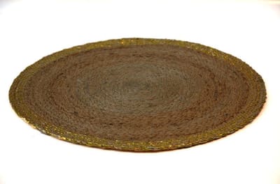 Floz Design jute muurdecoratie - onderbord - tray - met gouden draad - 40 cm