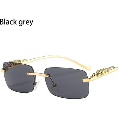 Mode Randloos Rechthoekig Zonnebril voor Vrouwen   Retro Cheetah Decoratie Heldere Oceaan Lens Zonnebril Brillen beige
