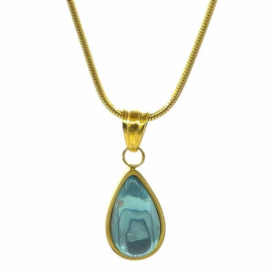 Vergulde Damesketting met Druppelhanger - Goudkleurig - Snake Schakel 45 + 5 cm - Hanger 2.4 x 10 mm - Hypoallergeen Staal