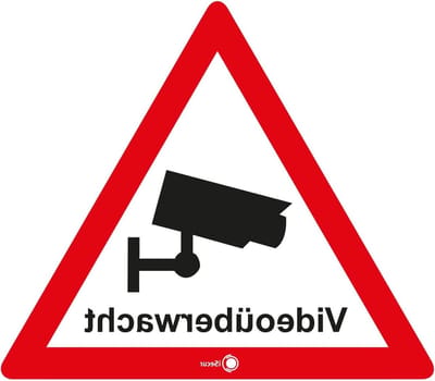 Videobewaking Sticker - Aanwijzingssticker Beveiliging - Gebouwen Beveiligen - Binnenklevend UV-bestendig - 20 cm - Wit Rood Zwart