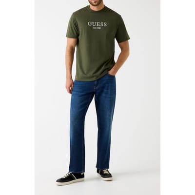 GUESS Cn Ss Embroidery Log Green Depths Maat: XXL | Basic T-Shirts Outlet | Heren | Groen