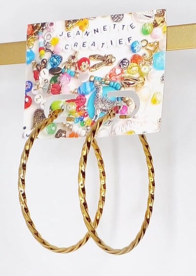Jeannette-Creatief® - Chique - Golden Twist - Oorringen RVS Goud - Gouden RVS Oorringen - Gouden Oorringen - Oorbellen - Oorbellen Dames - Dames Oorbellen - Gedraaide Oorringen