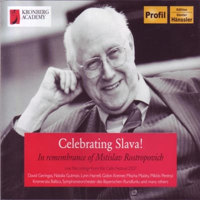 David Geringas, Natalia Gutman, Lynn Harrell, Gidon Kremer, Mischa Maisky, Miklós Perényi, Kremerata Baltica, Symphonie-Orchester Des Bayerischen Rundfunks - Celebrating Slava! in remembrance Of Mstislav Rostropovich (4 CD)