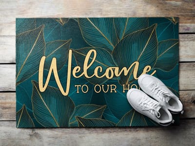 Coloray Buiten Deurmat - Groente Buiten Deurmat - Bladmotief 'Welcome to our home' Antislip Deurmat - Decoratie Voor De Hal - Deurmat Voor Regenweer - Decoratieve Buitenmat Voor Hal Of Veranda - 60x40 cm