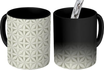 Magische Mok - Foto op Warmte Mokken - Koffiemok - Abstract - Structuur - Grijs - Wit - Magic Mok - Beker - 350 ML - Theemok