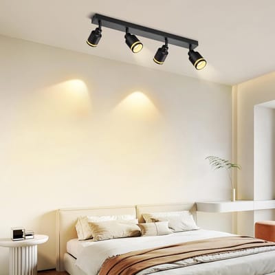 Glitzerlife - Plafondspot Plafondlamp - draaibaar en kantelbaar - opbouwspots - 4xGU10 fitting - moderne schijnwerper keukenlamp - metaal - Ø55cm - zwart