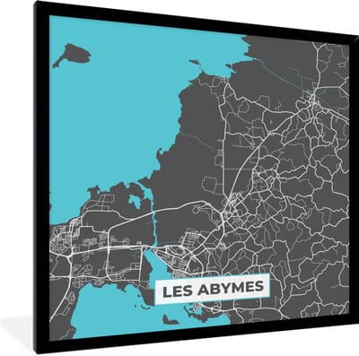 Fotolijst incl. Poster - Les Abymes - Frankrijk - Plattegrond - Stadskaart - Kaart - 40x40 cm - Posterlijst
