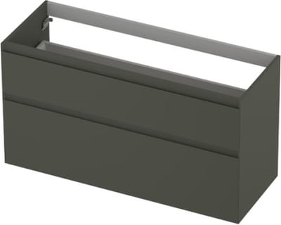 INK® wastafelonderkast 2 laden greeploos gelakt asymmetrisch 120x45x65cm, mat beton groen