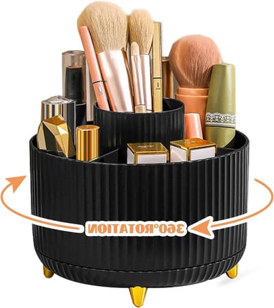 360° Draaibare Make-up Organizer met 5 Compartimenten voor Cosmetica, Make-upborstels en Sieradenopslag - Ideaal voor Slaapkamer, Badkamer en Kapsalon Decoratie
