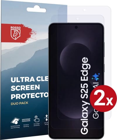 Rosso Screen Protector Geschikt voor Samsung Galaxy S25 Edge | Ultra Clear Duo Pack | TPU Folie | Case Friendly Beschermfolie | 2 Stuks