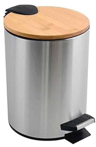 Pedaalemmer met Softclosemechanisme - 3 Liter - Staal en Bamboe - Compact & Hygienisch