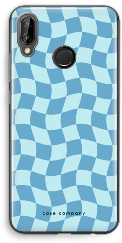 Case Company® - Hoesje geschikt voor Huawei P20 Lite hoesje - Grid Blauw - Soft Cover Telefoonhoesje - Bescherming aan alle Kanten en Schermrand