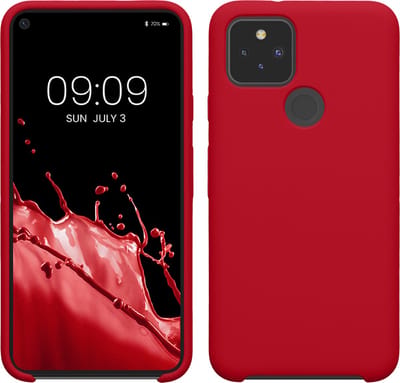 kwmobile telefoonhoesje geschikt voor Google Pixel 5 - Hoesje met siliconen coating - Smartphone case in kersrood
