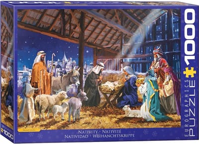 Kerstpuzzel 1000 stukjes - Kersttafereel puzzel - Gezellig samenzijn - Stevige kartonnen stukjes - 26.5 x 19.25 inch - Meerkleurig