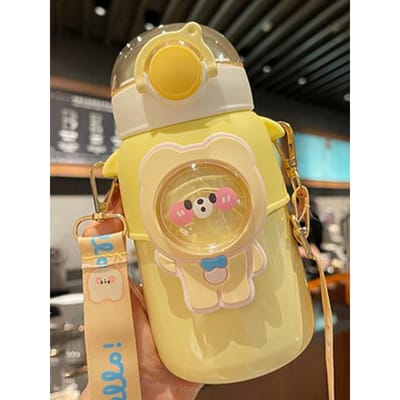 600 ML Thermos Bouteille d'Eau Ours Charmant Avec Paille Pour Filles Enfants Acier Inoxydable Thermos Sous Vide Isolé Anti-fuite Bouteilles Thermiques 600ml