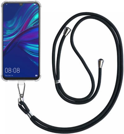 Smartphonica Telefoonhoesje Geschikt voor Huawei P Smart 2019 Transparant Schokbestendig met Afneembaar Universeel Telefoonkoord - Backcover Case Siliconen ShockProof with Lanyard