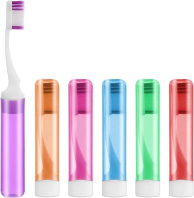Vouwbare Reis Tandenborstel Set van 6 Stuks, Compacte Tandenborstel met Etui voor Volwassenen, Ideaal voor Kamperen, Zakenreizen en Schoolgebruik