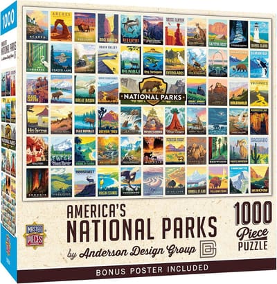 Collage Puzzel - Nationale Parken - Ontspanning thuis - 1000 stukjes - 489 x 679 cm - Vintage
