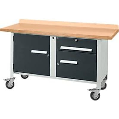 Mobiele werkbank Schäfer Shop Select PWi 150-3, beuken multiplex blad, tot 400 kg, B 1500 x D 700 x H 840 mm