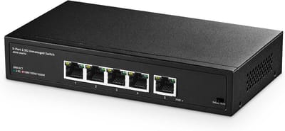 2.5G Netwerk Switch - Ethernet Hub - Snelle Internetverbinding - Poort VLAN Functie - 5 Poorten - Zwart