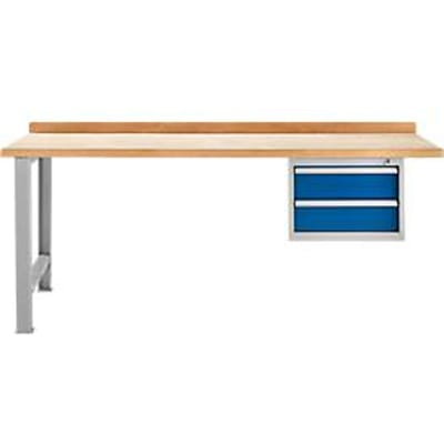 TOP-werkbank, met 2 schuifladen, aanbouweenheid, aluminium zilver, 2000 mm breed