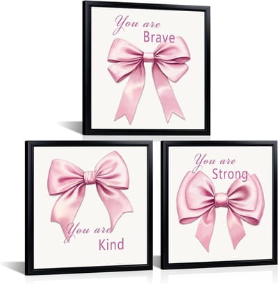 Wanddecoratie Set - Inspirerende Prints - Meisjes Slaapkamer - Set van 3 - 30x30cm - Roze Zwart