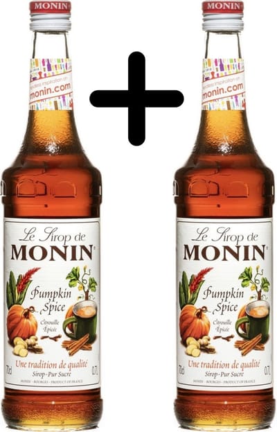 Monin Pumpkin Spiced 70cl Koffiesiroop VOORDEELPAK 2x FLES 70cl