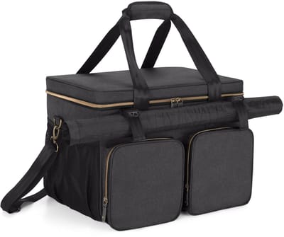 Dailygoods- Bordspel Tas - Duurzaam Nylon - Handvat/Schouderriem - 2 Kaartrolclips - Handige Vakken - Verstelbare Gesp - Spelletui